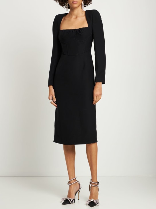 Roland Mouret: Silk & wool midi dress w/gathered detail
