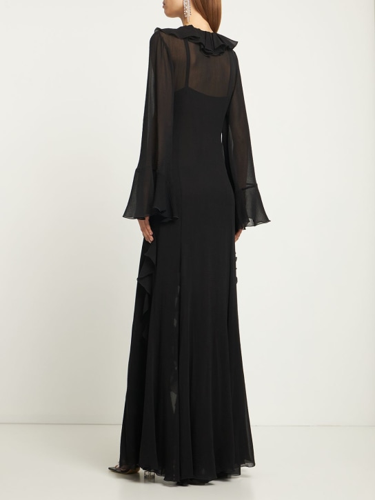 Blumarine: Vestido largo de algodón y seda georgette