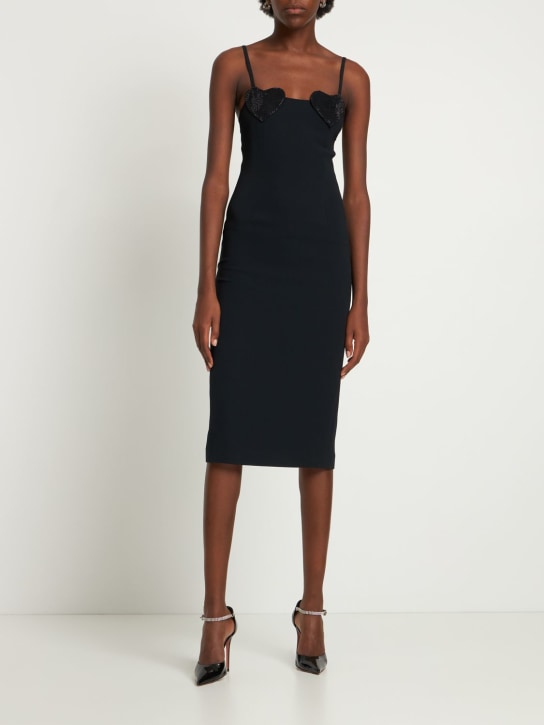 Blumarine: Midikleid aus Viskose mit Krepp-Herzen und Strass