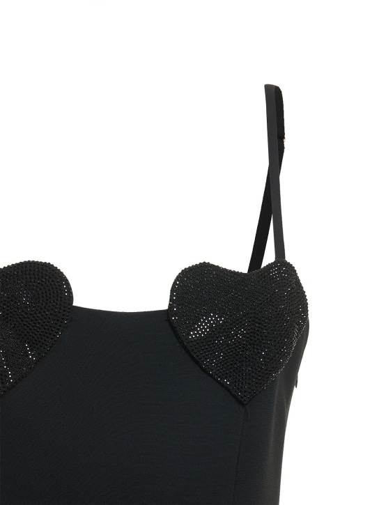 Blumarine: Midikleid aus Viskose mit Krepp-Herzen und Strass