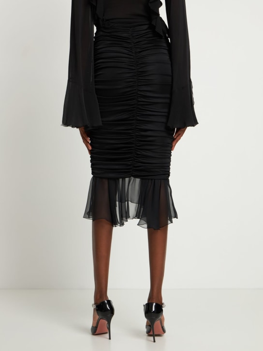 Blumarine: Drapierter Midirock aus Jersey und Chiffon