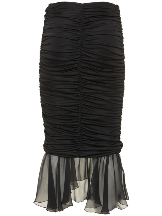 Blumarine: Drapierter Midirock aus Jersey und Chiffon