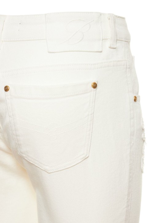 Blumarine: Bestickte Denimjeans mit niedrigem Bund