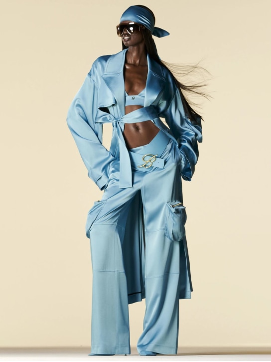 Blumarine: Satin medium waist wide cargo pants