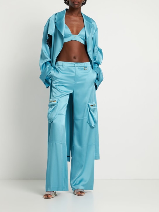 Blumarine: Satin medium waist wide cargo pants