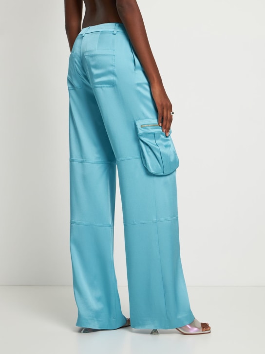 Blumarine: Satin medium waist wide cargo pants