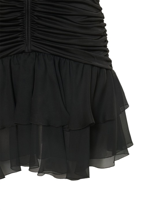 Blumarine: Robe courte en jersey et mousseline détail fleur