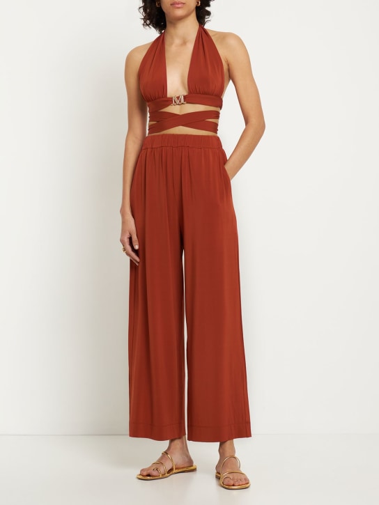 Max Mara: Fluid viscose jersey wide leg pants