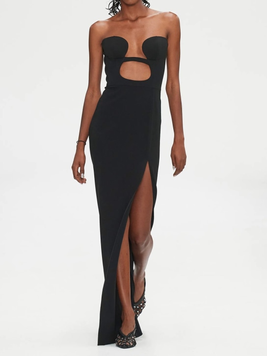 Nensi Dojaka - Crepe cutout strapless gown w/ slit