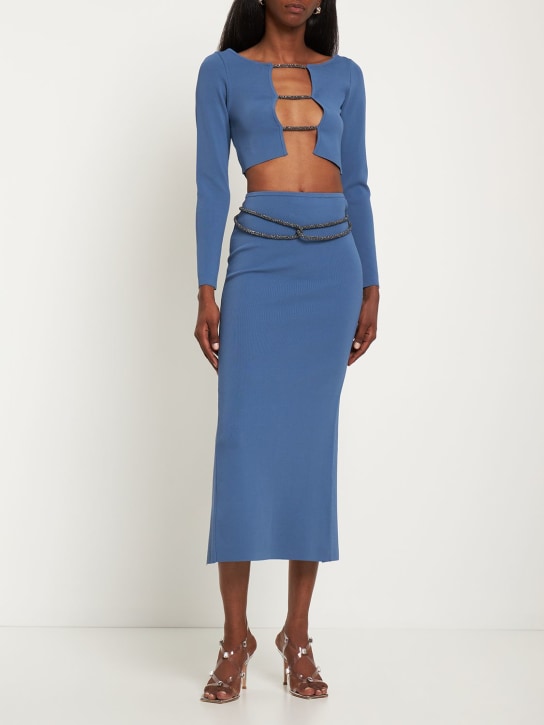 Christopher Esber: Crystal cutout rib jersey top