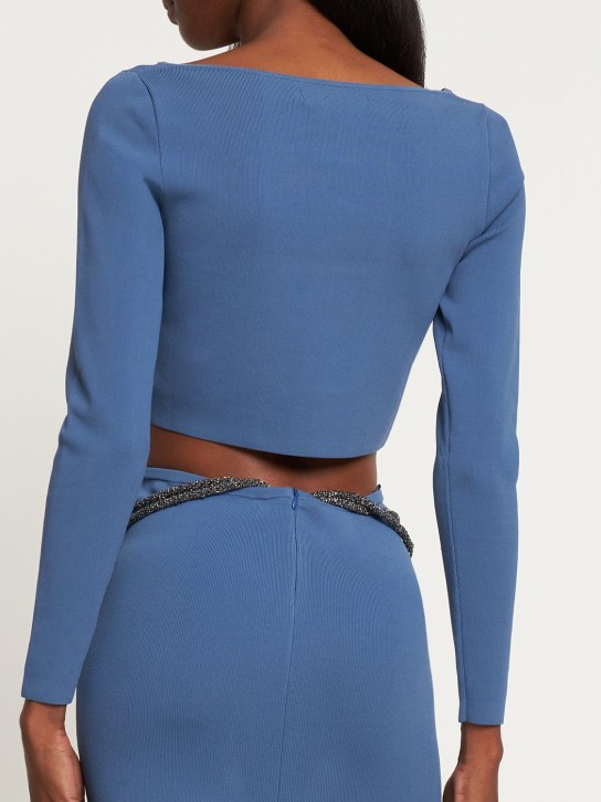 Christopher Esber: Crystal cutout rib jersey top