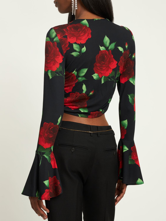 Magda Butrym: Top in jersey stampato con fiori