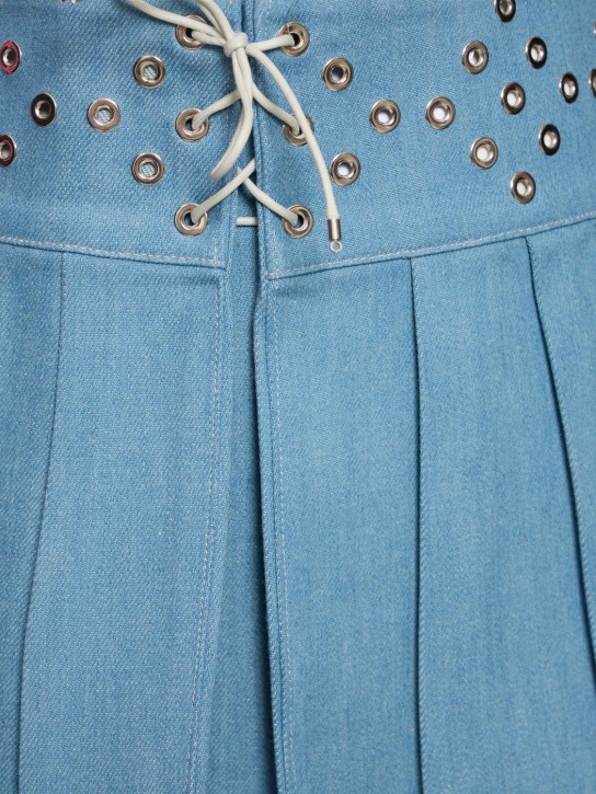 Ludovic de Saint Sernin: Pleated studded denim mini skirt