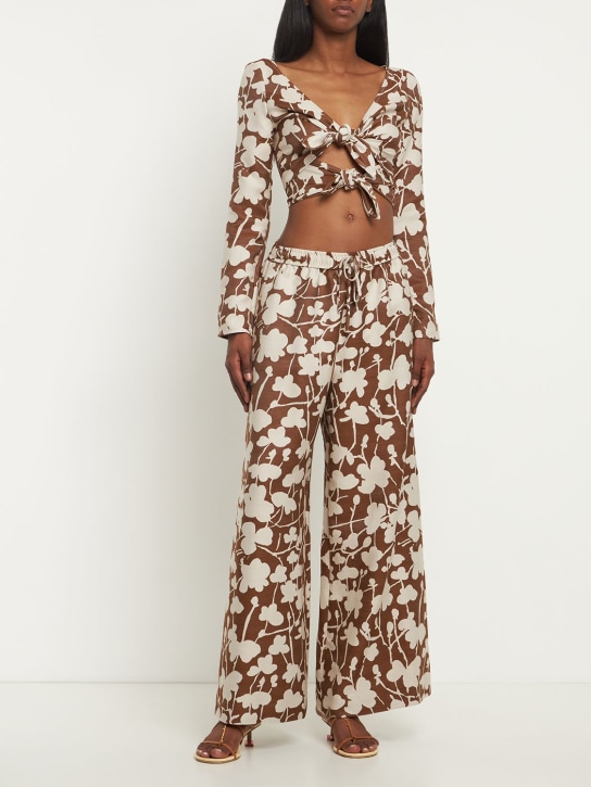 Rosie Assoulin: Printed twill wide leg pants