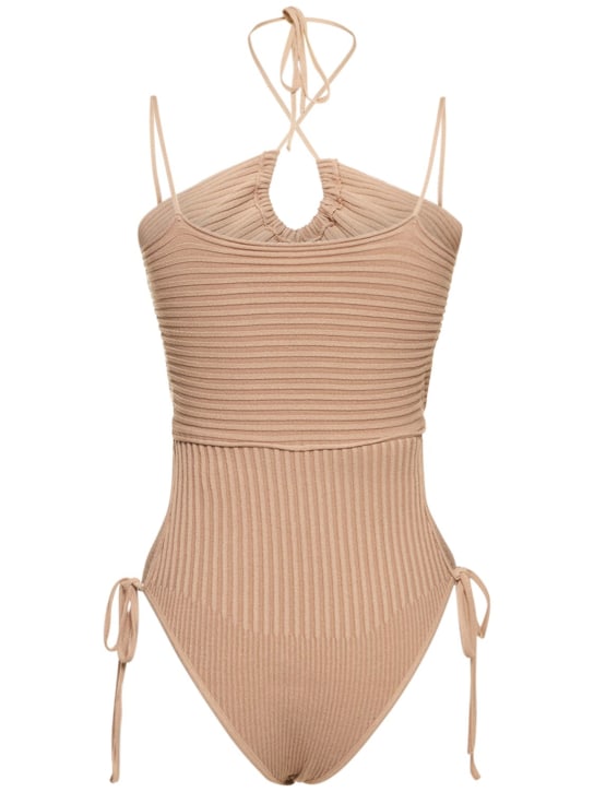 Andreadamo - Ribbed knit viscose bodysuit w/cutout