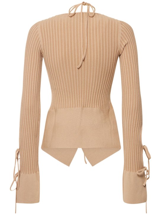 Andreadamo: Cardigan fendu en maille de viscose côtelée