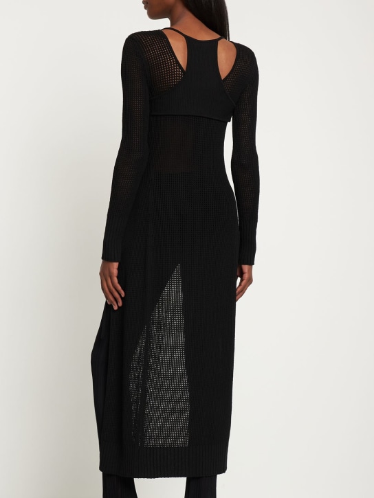 Andreadamo: Viscose blend fishnet knit long cardigan