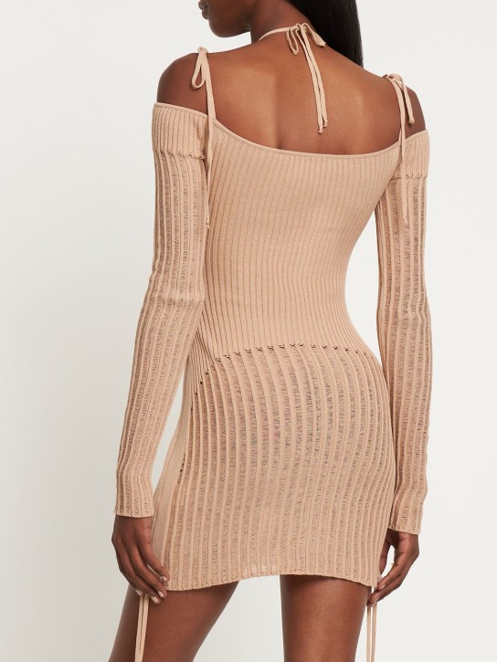 Andreadamo: Robe courte en maille côtelée de viscose mélangée