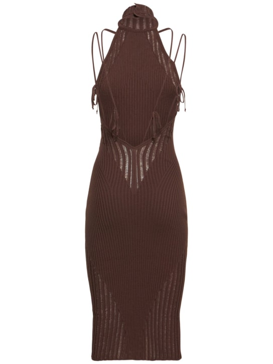 Andreadamo: Robe midi en maille côtelée de viscose mélangée