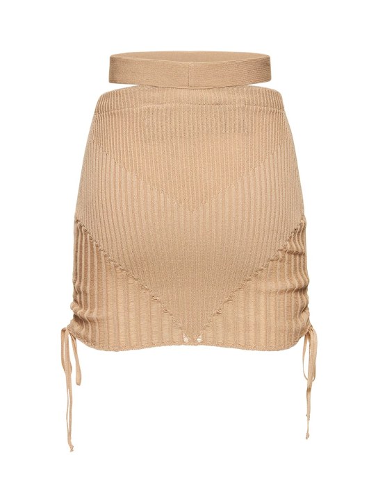 Andreadamo: Jupe taille haute en maille de viscose côtelée