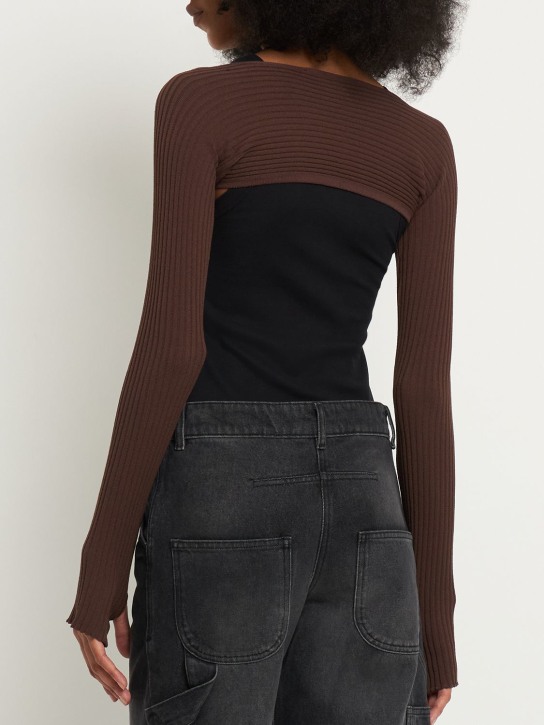 Andreadamo: Boléro en maille de viscose stretch côtelée