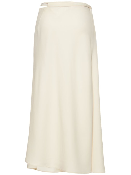 ASPESI: Jupe midi asymétrique en satin envers