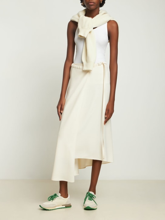 ASPESI - Jupe midi asymétrique en satin envers