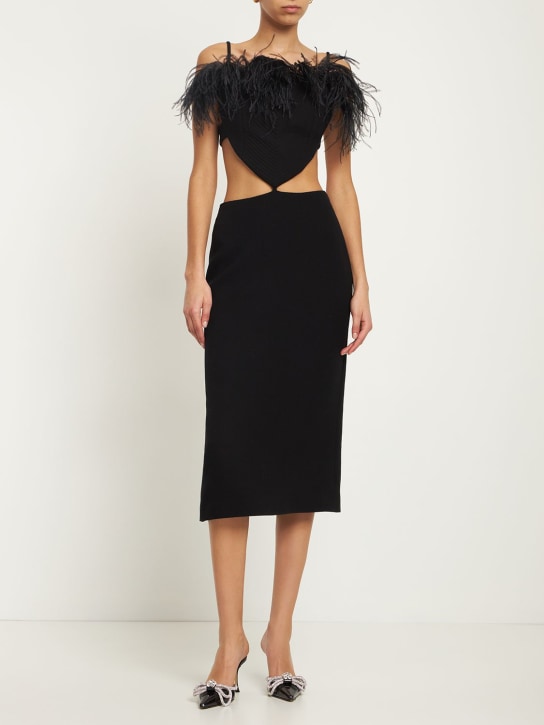Mach & Mach - Midikleid aus Krepp mit Federn