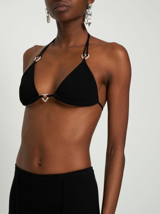 Mach & Mach: Stretch rib knit triangle top