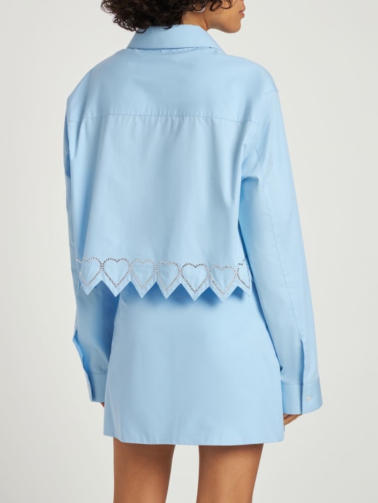 Mach & Mach: Cotton cropped shirt w/ heart trim