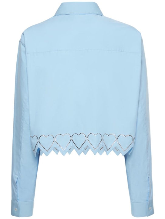 Mach & Mach: Cotton cropped shirt w/ heart trim