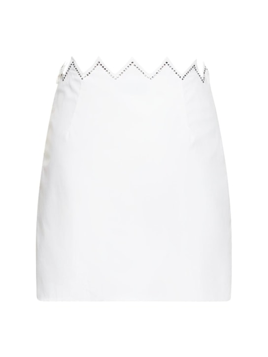 Mach & Mach: Embellished cotton poplin mini skirt