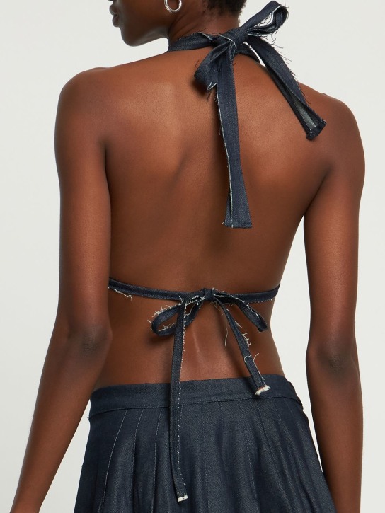 Sami Miro Vintage: Butterfly deadstock raw denim halter top