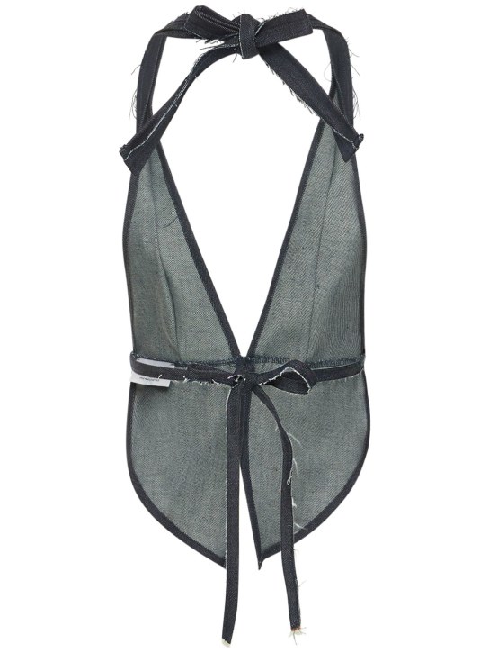 Sami Miro Vintage: Butterfly deadstock raw denim halter top