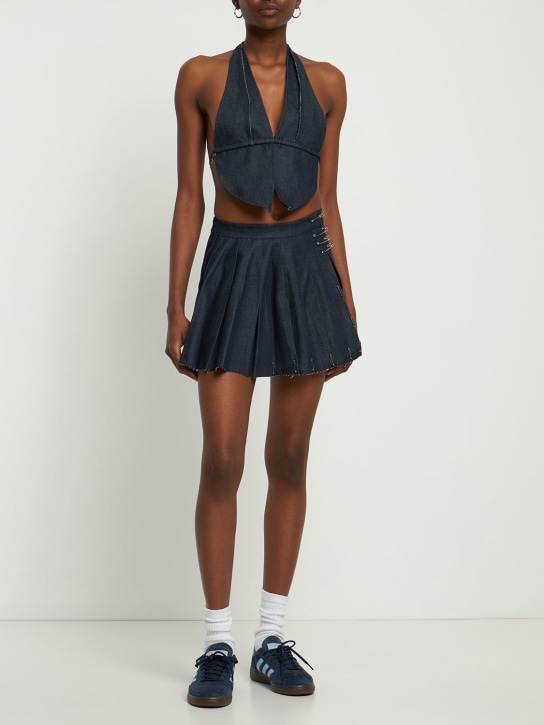 Sami Miro Vintage - Butterfly deadstock raw denim halter top