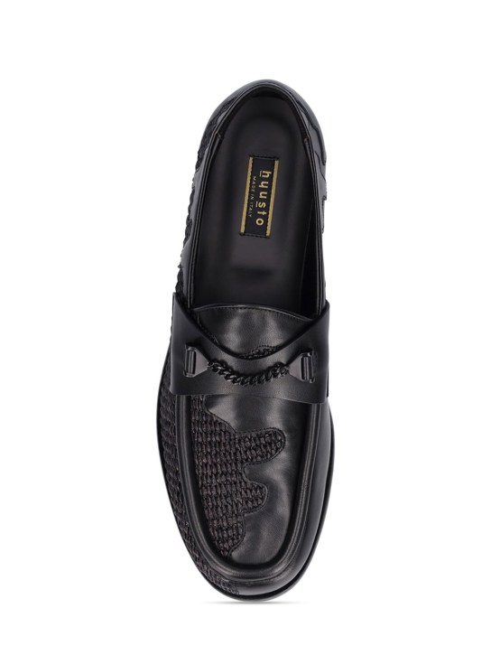 Hyusto: Mocassins en raphia et cuir Mick