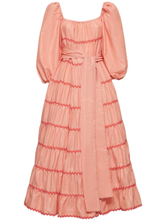 Flora Sardalos: Robe longue en popeline de coton avec ceinture