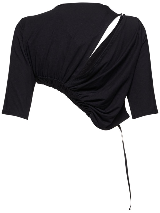 Sid Neigum: Bamboo gathered stretch jersey top