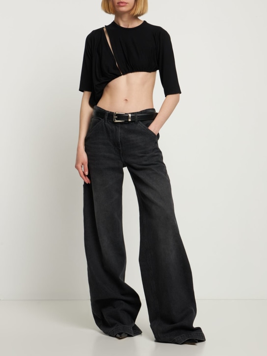 Sid Neigum - Bamboo gathered stretch jersey top