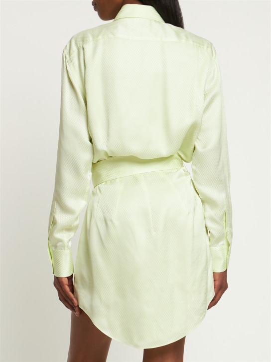 Brandon Maxwell: Vestito The Vera in raso con cintura e logo