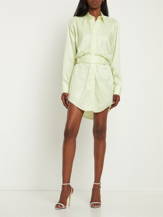 Brandon Maxwell - The Vera belted logo satin shirtdress