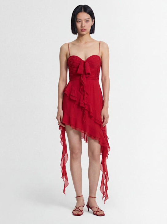 Alessandra Rich: Ruffled silk georgette mini dress