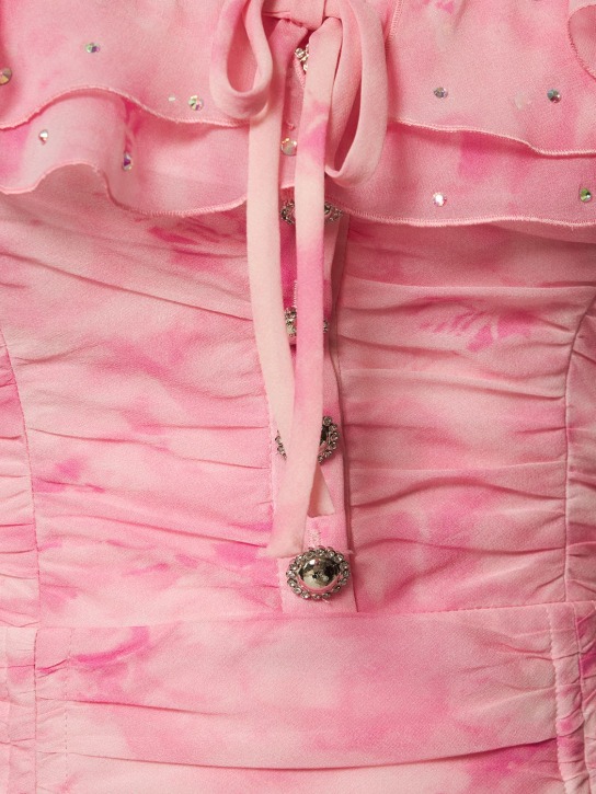 Alessandra Rich: Embellished silk georgette mini dress