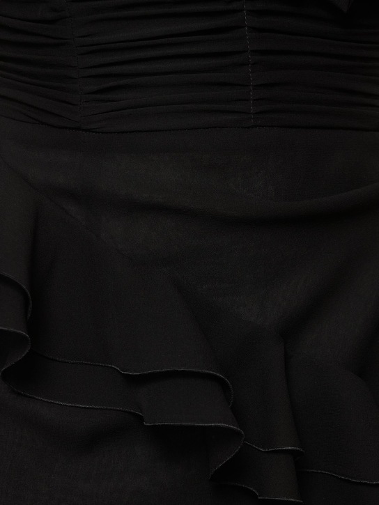 Alessandra Rich: Asymmetrical ruffle silk georgette dress