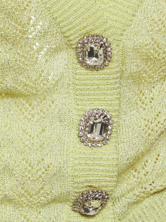 Alessandra Rich: Lace knit cropped cardigan w/ lurex