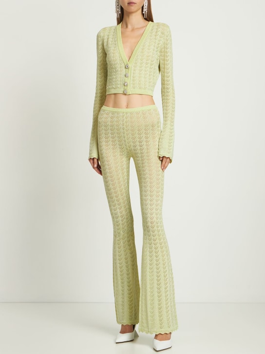 Alessandra Rich - Lace knit cropped cardigan w/ lurex