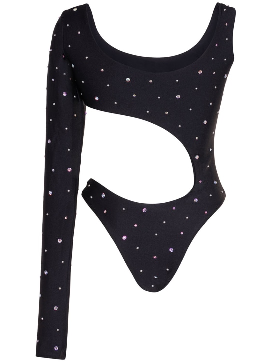 Alessandra Rich: Embellished asymmetrical cutout swimsuit