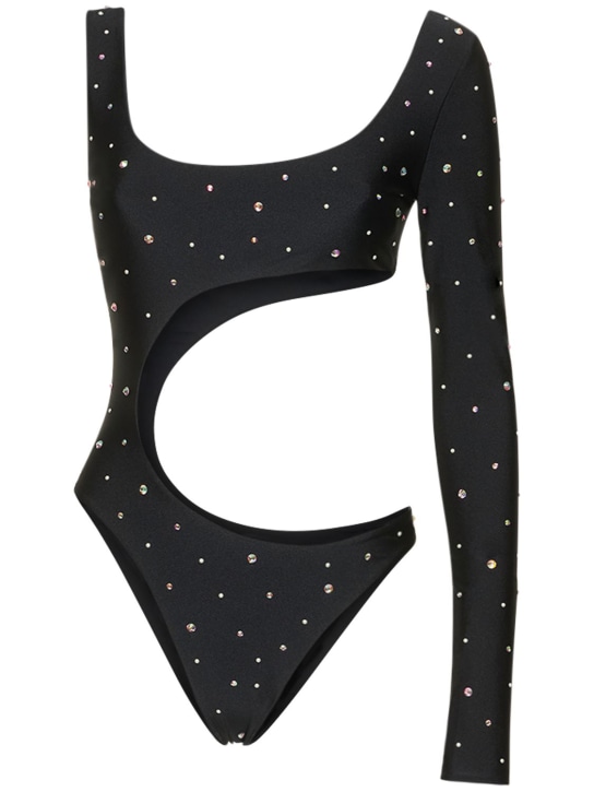 Alessandra Rich: Embellished asymmetrical cutout swimsuit