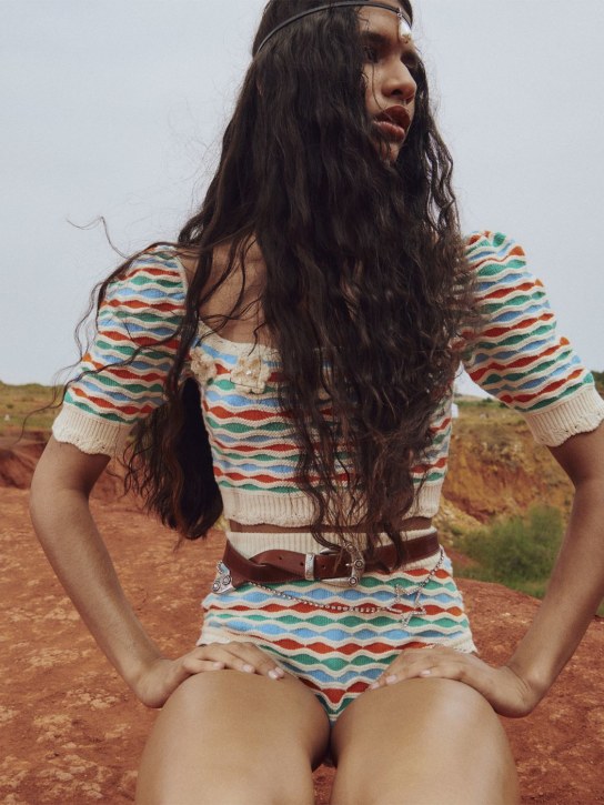 Alessandra Rich: Slip in maglia jacquard