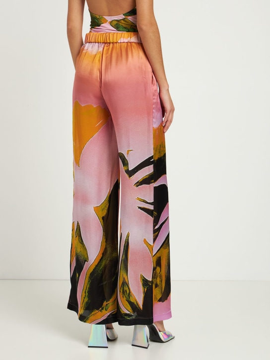Louisa Ballou: Wide leg printed silk charmeuse pants